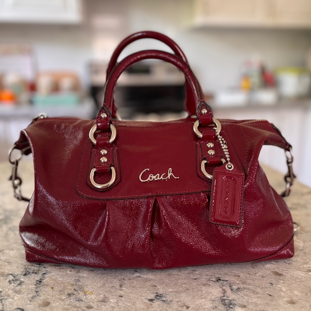 Coach Ashley Red Patent Satchel F15455